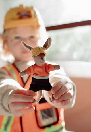 Iconic Aussie Tradie Kangaroo plush dolls capturing Australia's beloved wildlife. High-quality, soft, and realistic miniature kangaroo dolls  perfect for kids and collectors. Adorable, educational, and cuddly companions for all.