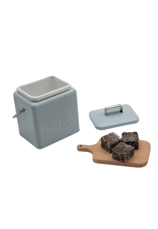 Miniature blue esky with wooden board and laminations for dollhouse.