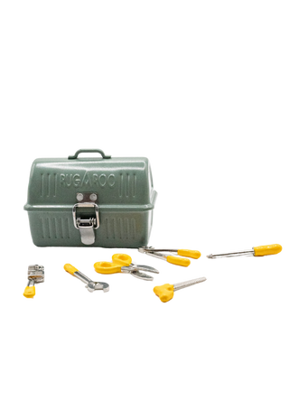 miniature dollhouse toolbox with six mini tools