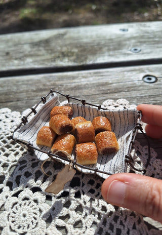 Pre-Order Miniature Sausage Rolls on a Wooden Board (Set of 3) |  Rugaroo × Ratatouille Miniatures