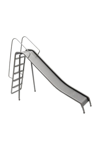 Metal kiniature toy slide with ladder on a white background