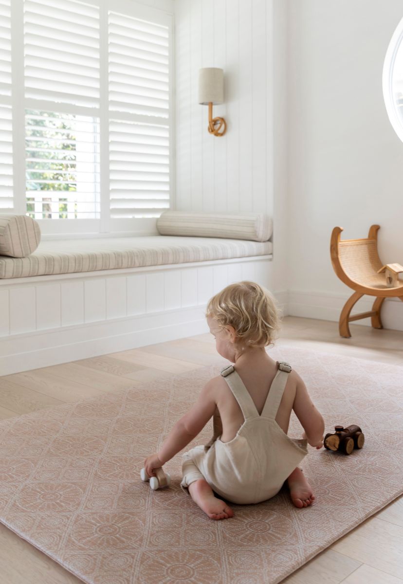 the best neutral stylish baby playmats that look like designer rugs