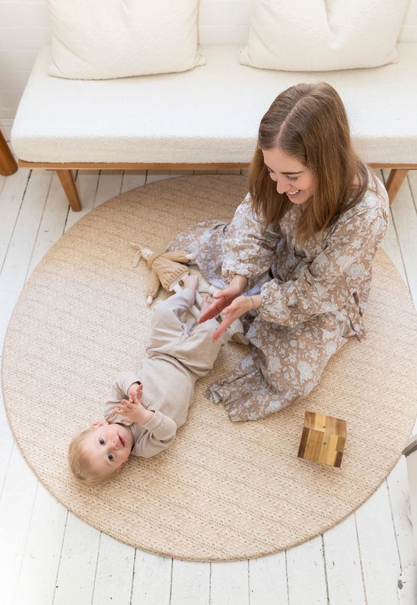 neutral stylish foam baby play mat that is eco-friendly and biodegradable, waterproof, safe, non-toxic and looks like a designer rug