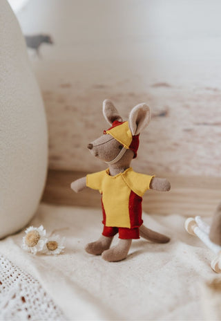 Iconic Aussie Kangaroo plush dolls capturing Australia's beloved wildlife. High-quality, soft, and realistic miniature surf rescuer kangaroo dolls  perfect for kids and collectors. Adorable, educational, and cuddly companions for all.