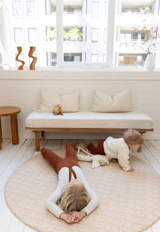 neutral stylish foam baby play mat that is eco-friendly and biodegradable, waterproof, safe, non-toxic and looks like a designer rug