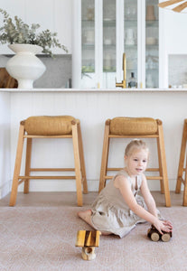 Large Foam Padded Play Mat for babies that look like a woven rug in neutral colours