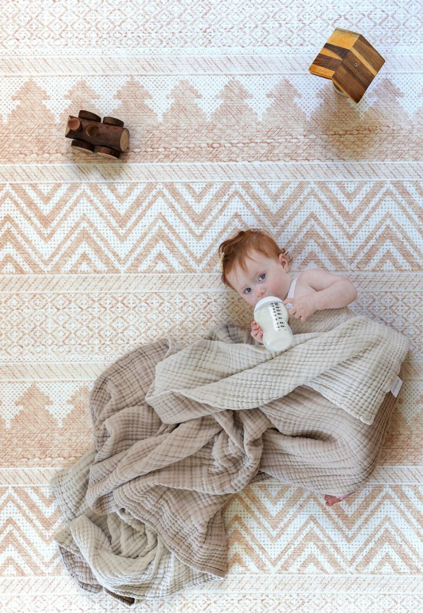 best baby foam padded play mat in Australia that looks like a jute rug, is non-toxic, waterproof and eco-friendly
