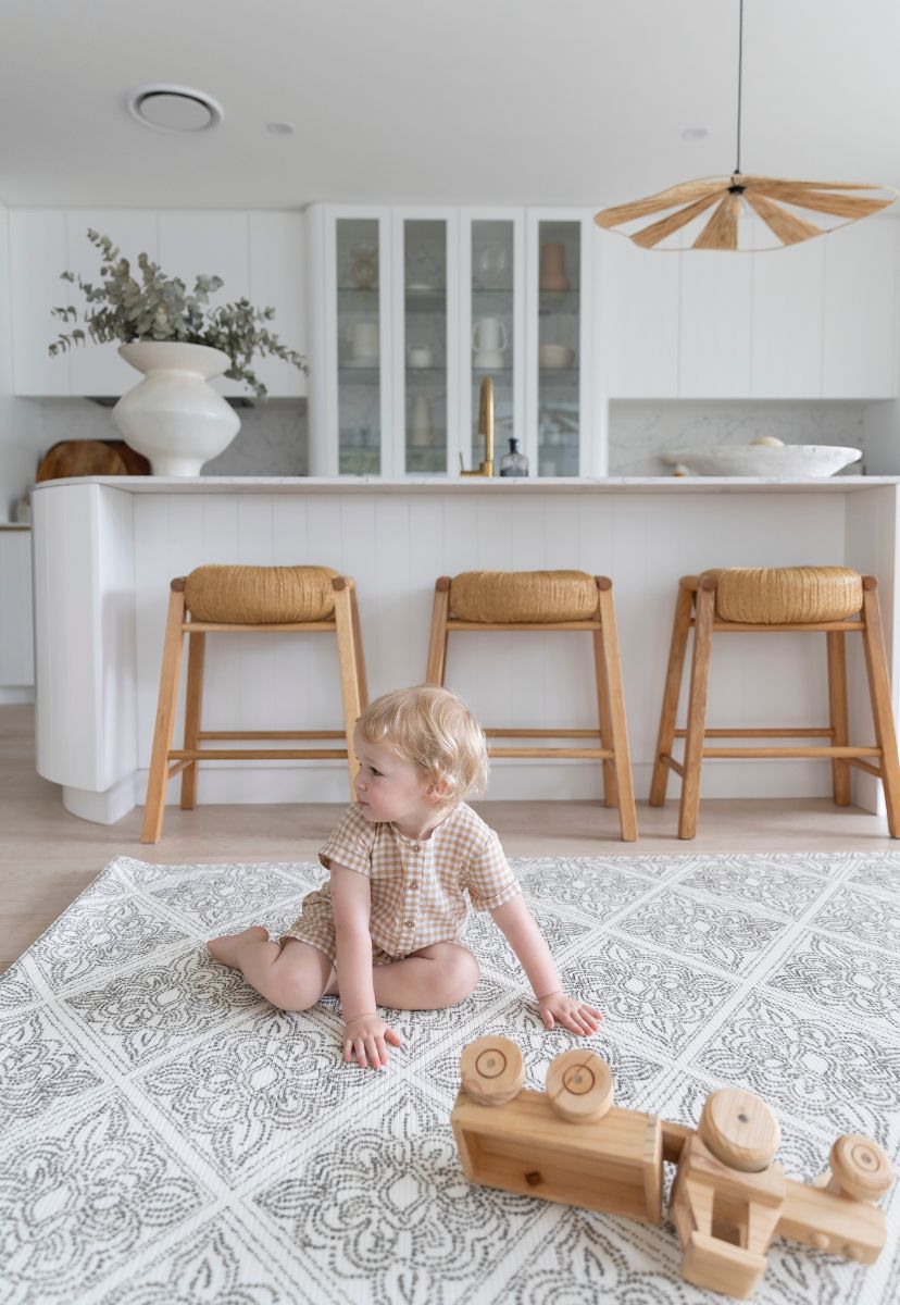 stylish foam baby play mat that is eco-friendly and biodegradable, waterproof, safe, non-toxic and looks like a designer rug