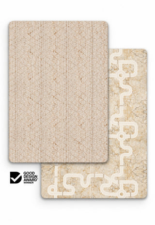 Large Laila and Little-Explorer double-sided 15mm TPU foam baby play mat by Rugabub, natural jute look lattice modern rug side and neutral road map with road and train track, non-toxic, wipe clean, Good Design Award winner