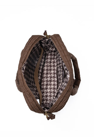 Clay Dusk nappy bag with wide opening and smart interior pockets for easy organisation.