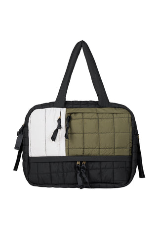 Colour-block baby bag in Shadow Moss with spacious compartments and lightweight recycled nylon design.