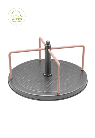 Rugaroo toy carousel for miniature scale dolls in silver and dusty pink colour.