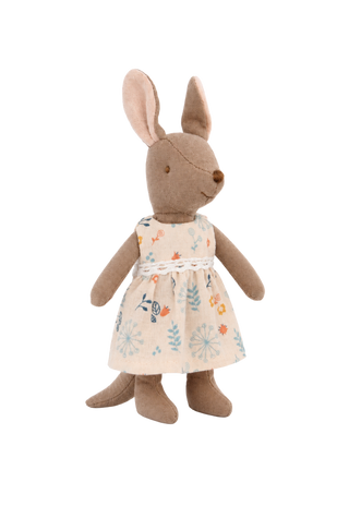 Sheila the Tour Blue Kangaroo miniature heirloom doll, floral dress with lace waist detail, Rugaroo Australian animal doll