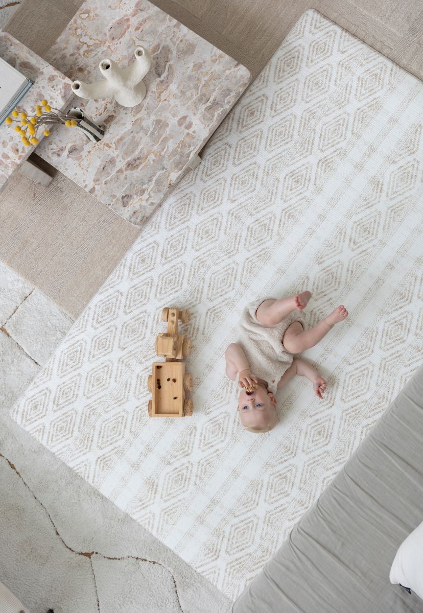Best Baby Padded Play Mat in Neutral that is waterproof and looks like designer rug